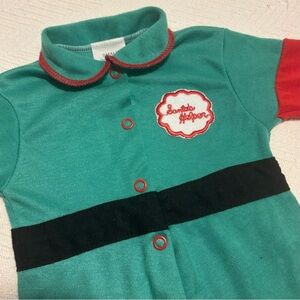 Vintage Baby “Santa’s Helper” Onesie - Green and Red